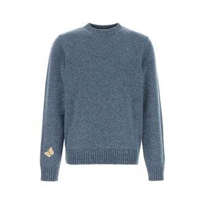 Valentino Garavani Men Melange Blue Wool Sweater